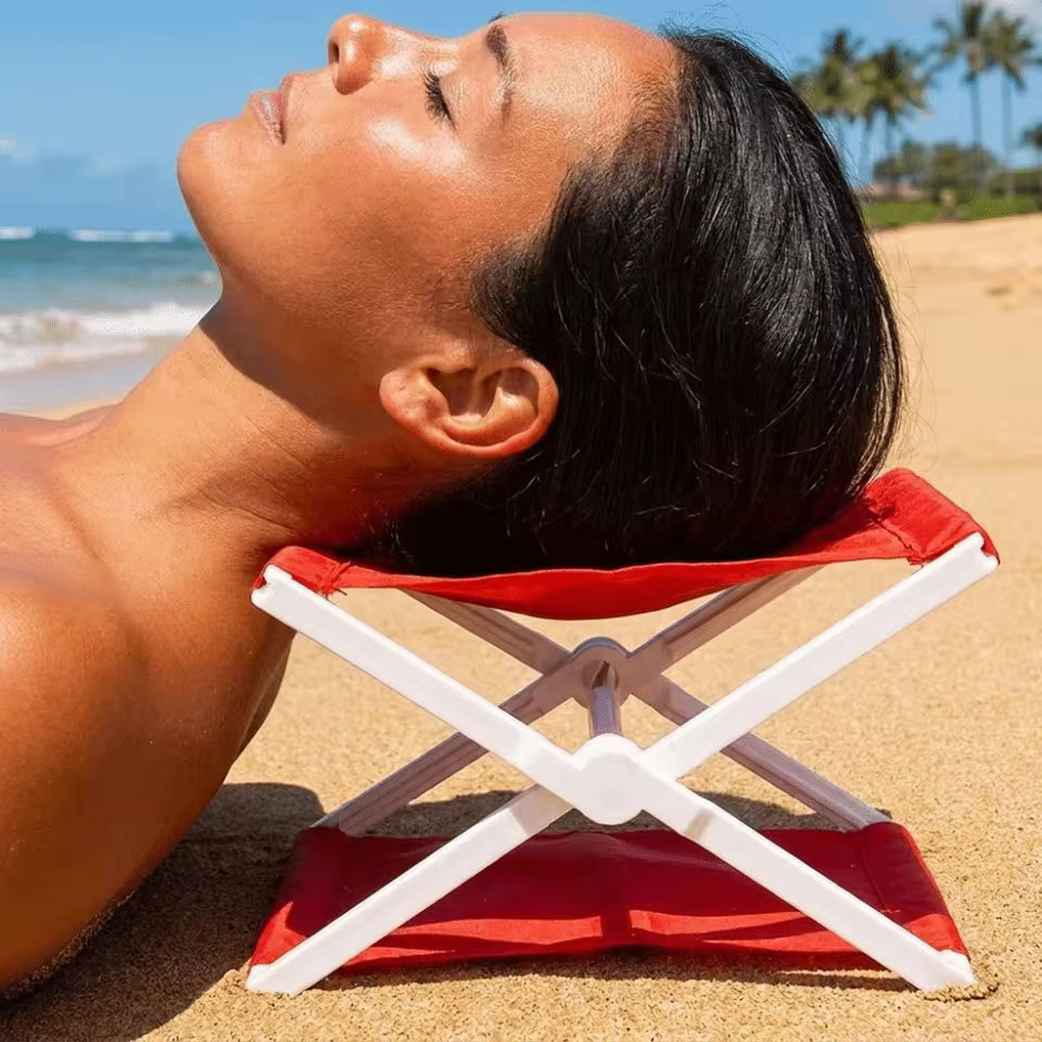 Foldable Beach Pillow with Oxford Cloth and Plastic Design for Outdoor Lounge Chairs