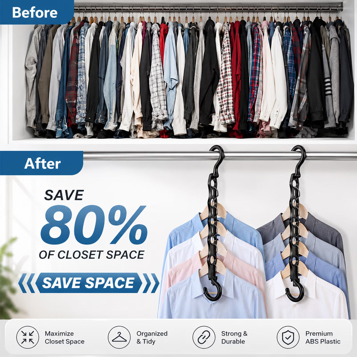 Magic Clothes Hangers with Vertical Multi Slot Design for Efficient Closet Storage Organization