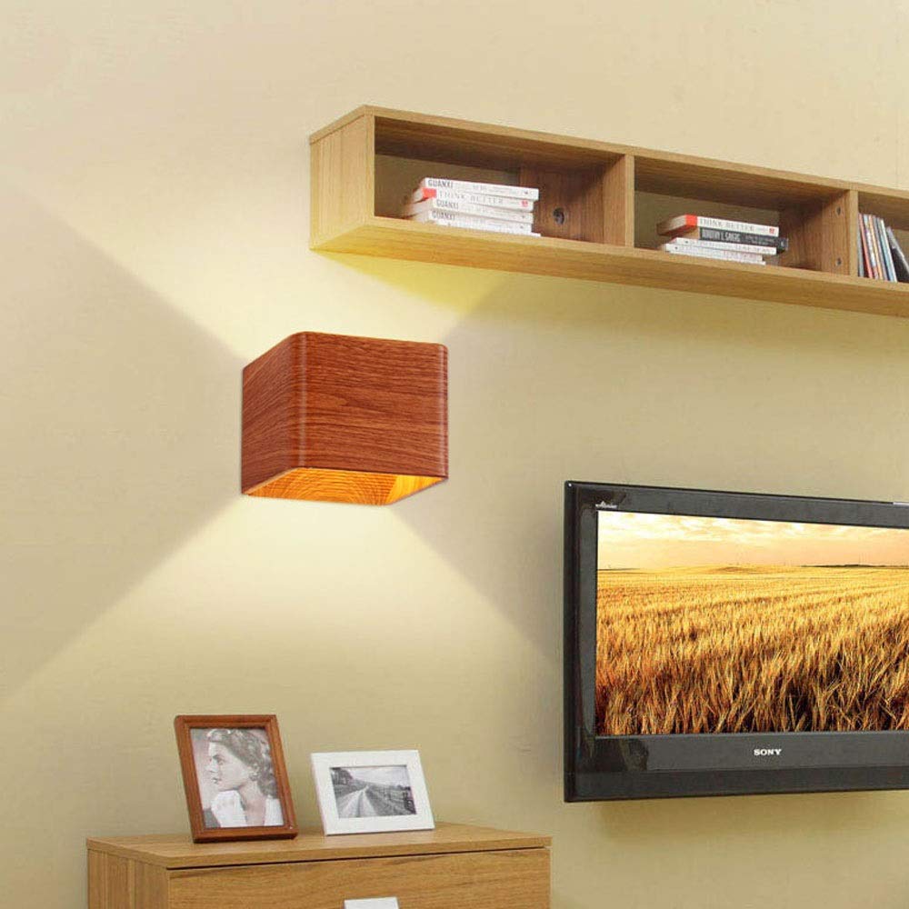 Wabi Sabi Wall Lamp with Imitation Wood LED Up Down Design for Bedrooms Corridors and Living Rooms