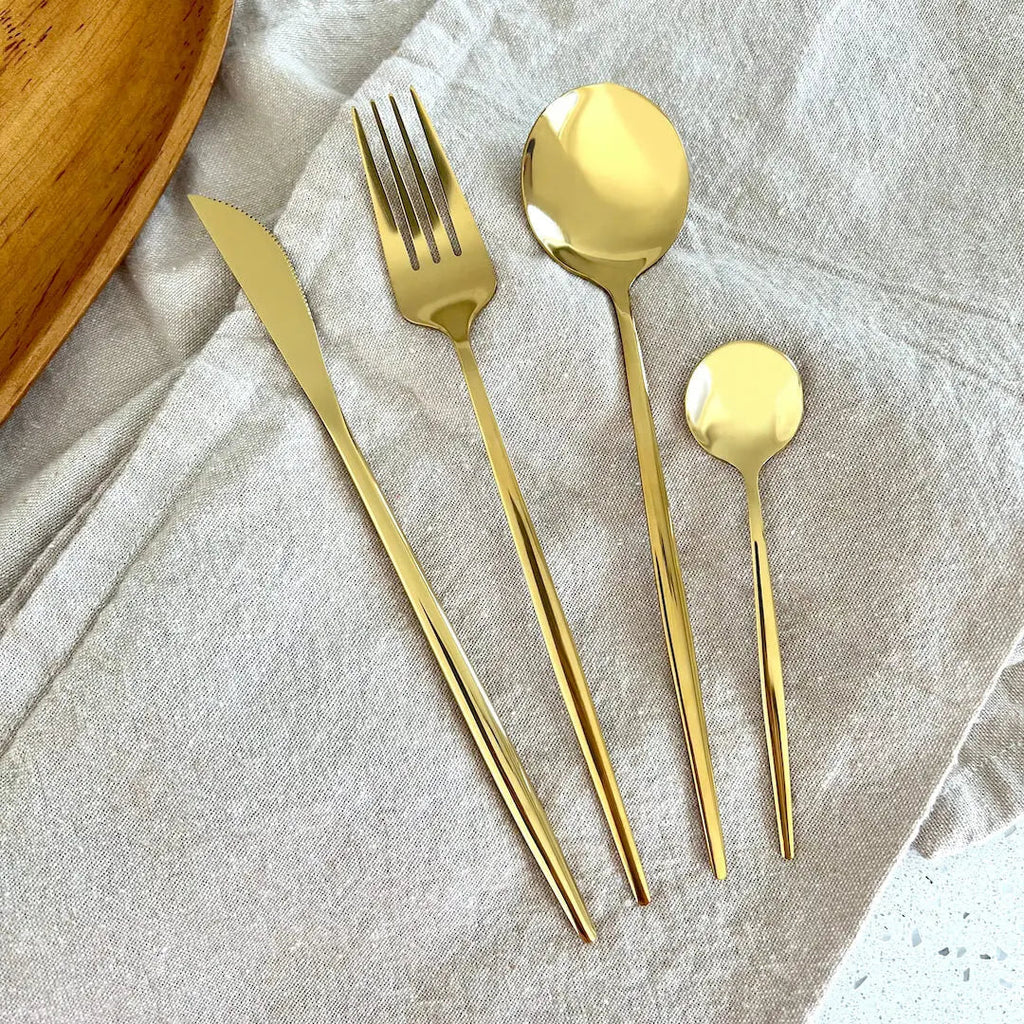 Stainless Steel Gold Cutlery Dinner Set Knife Fork Spoon Flatware for Table