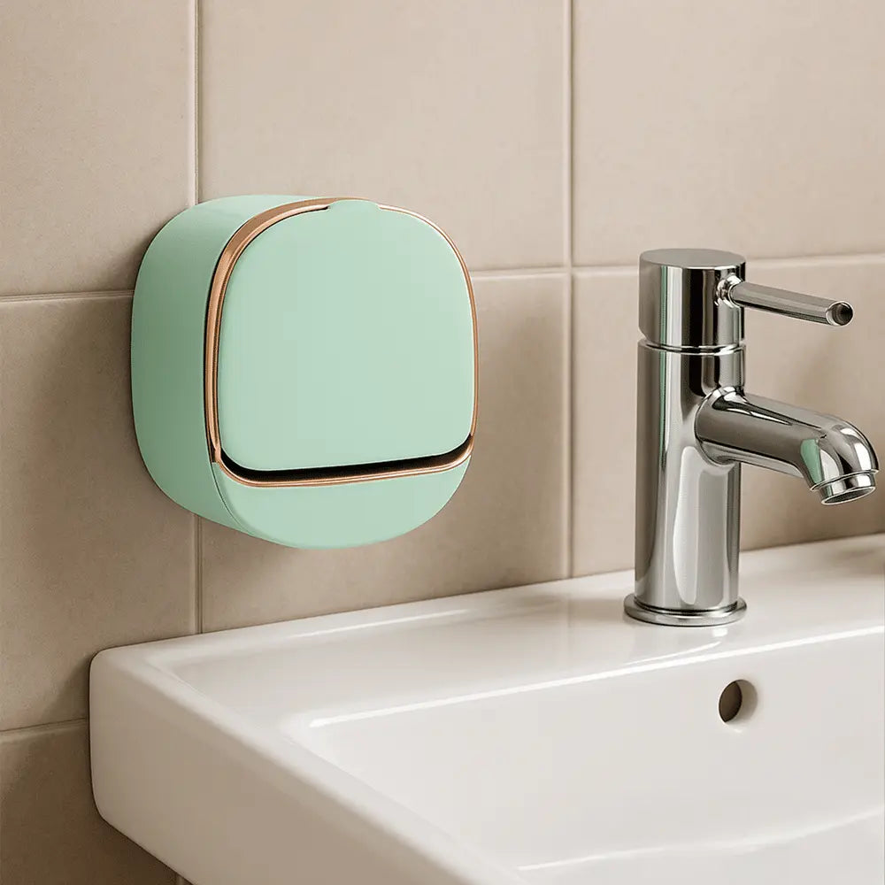 2Pcs Luxury Wall Mounted Soap Holder with Drain Tray and Adhesive Installation for Shower and Bathroom Use