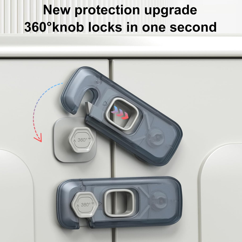 Child Proof Refrigerator Lock with Strong Adhesive Pads and Clear ABS Design for Cabinets, Ovens, and Home Safety