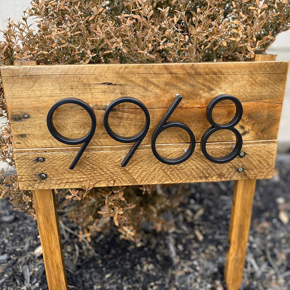 6 Inch Stainless Steel House Number with Floating Mount Design and Black Coating for Address Display and Mailbox Use