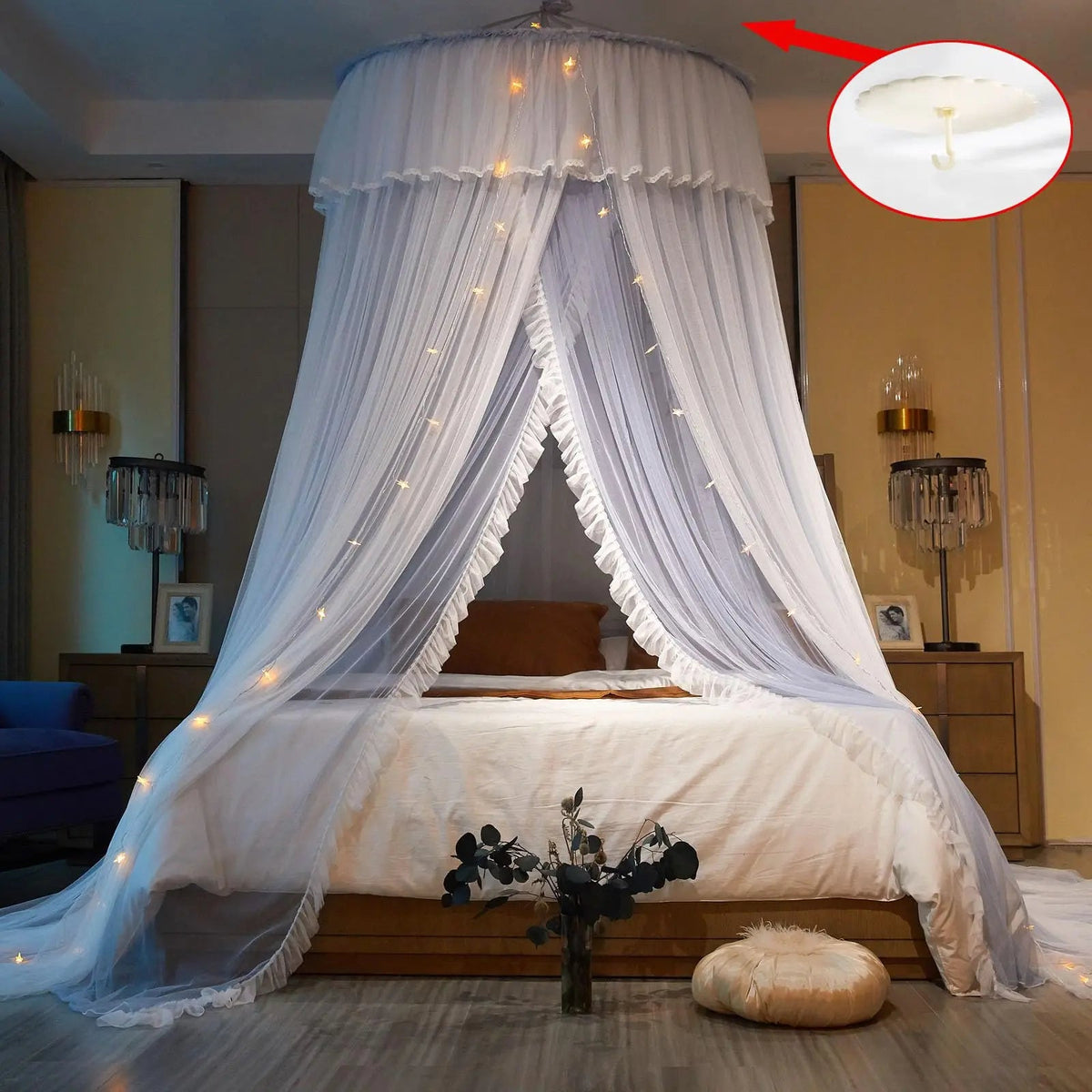 Kids Princess Bed Canopy Cotton Round Dome Mosquito Net Curtain for Bedroom Decor