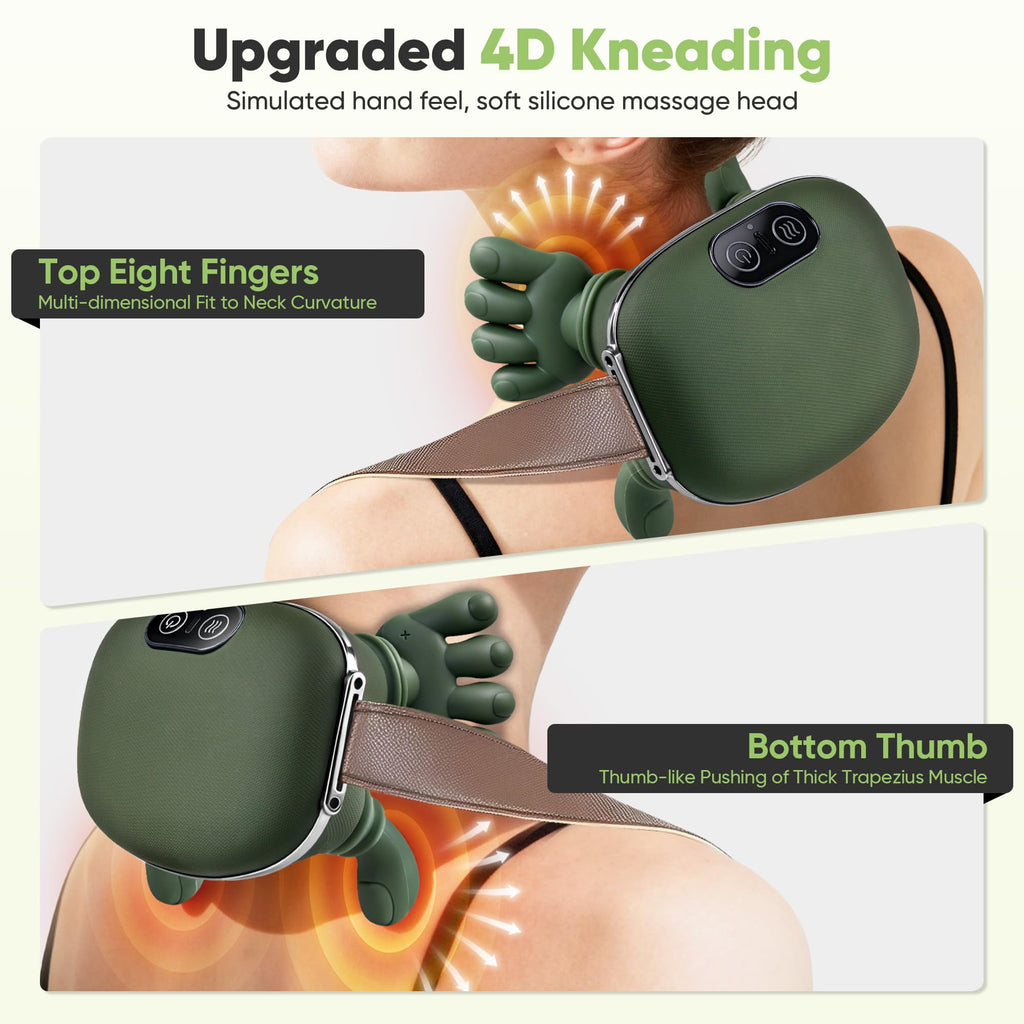 Heated Neck Shoulder Massager Electric Kneading Massage Pillow for Back Waist Leg Relaxation