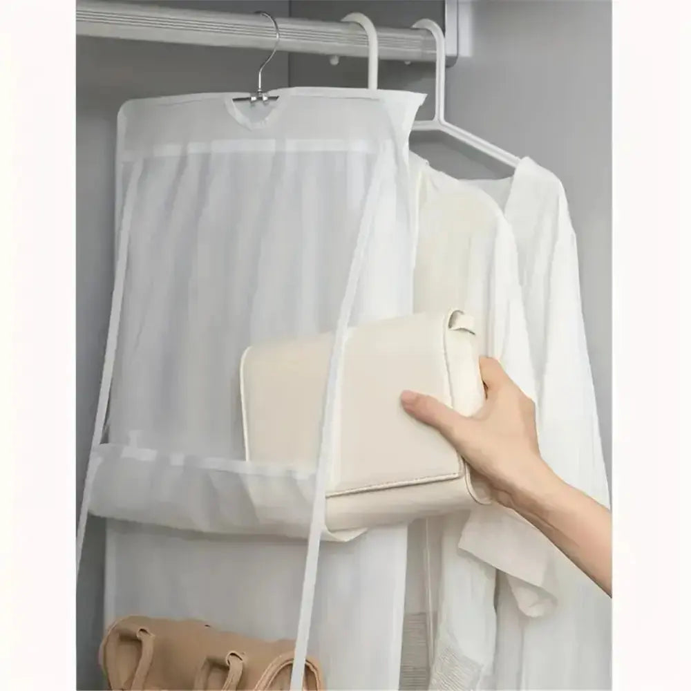 8 Pocket Hanging Handbag Organizer with Transparent Windows and Stainless Steel Hook for Closet Handbag Storage