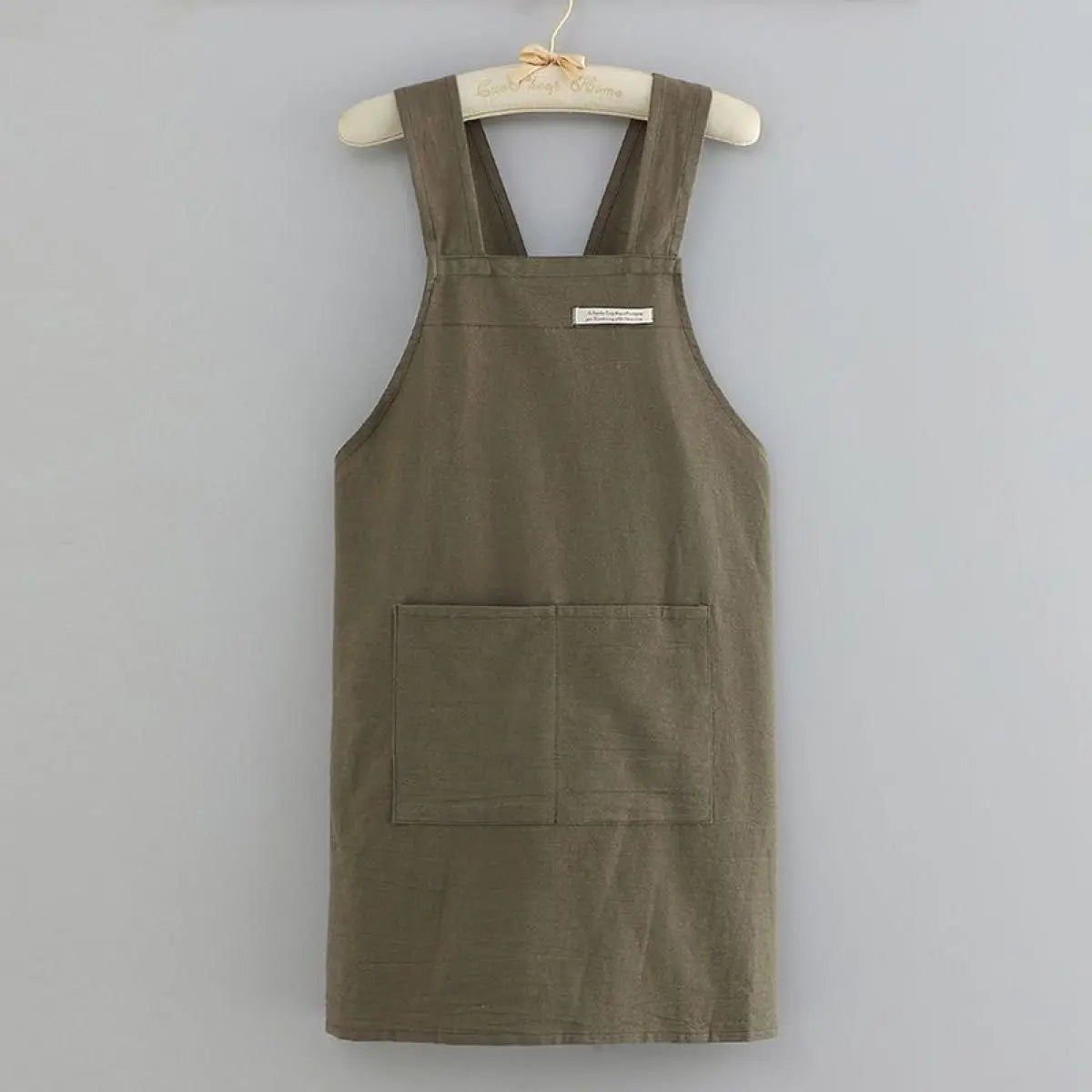 Japanese Korean Style Cross Back Cotton and Linen Apron with Pockets for Kitchen and Work