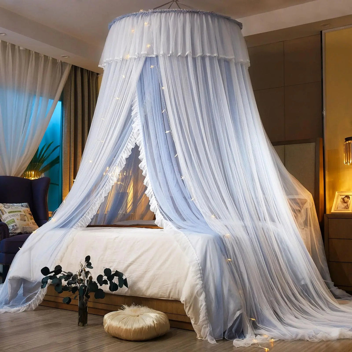 Kids Princess Bed Canopy Cotton Round Dome Mosquito Net Curtain for Bedroom Decor