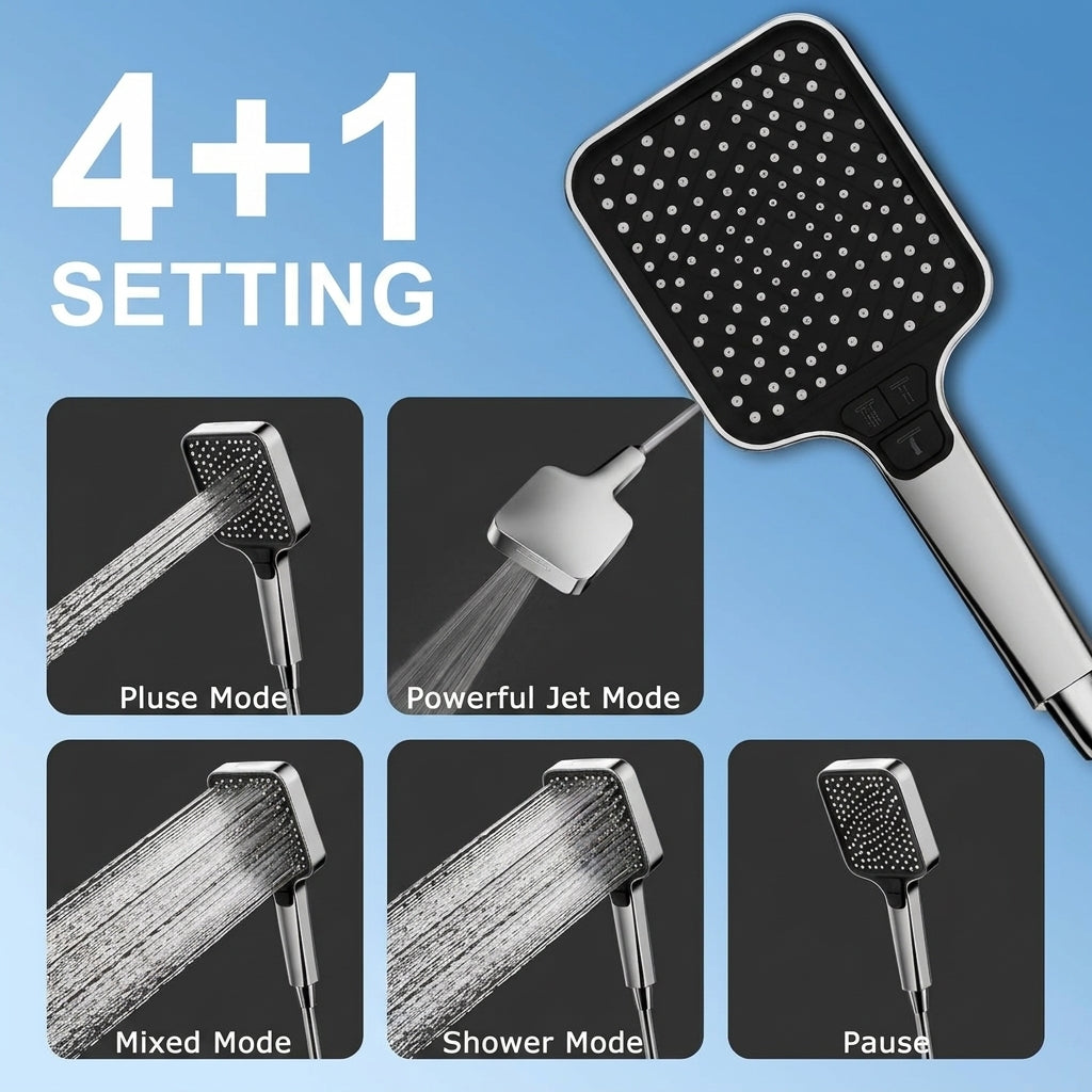 7-Mode Shower Head Set with Large Handheld Nozzle and 79-Inch Hose for Bathroom Shower Use (Included Shower head + 1.5-meter Explosion-Proof hose