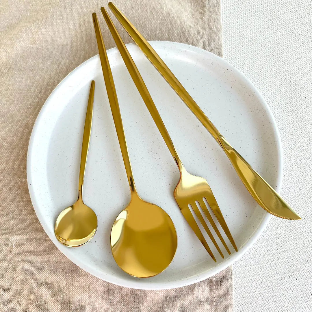 Stainless Steel Gold Cutlery Dinner Set Knife Fork Spoon Flatware for Table