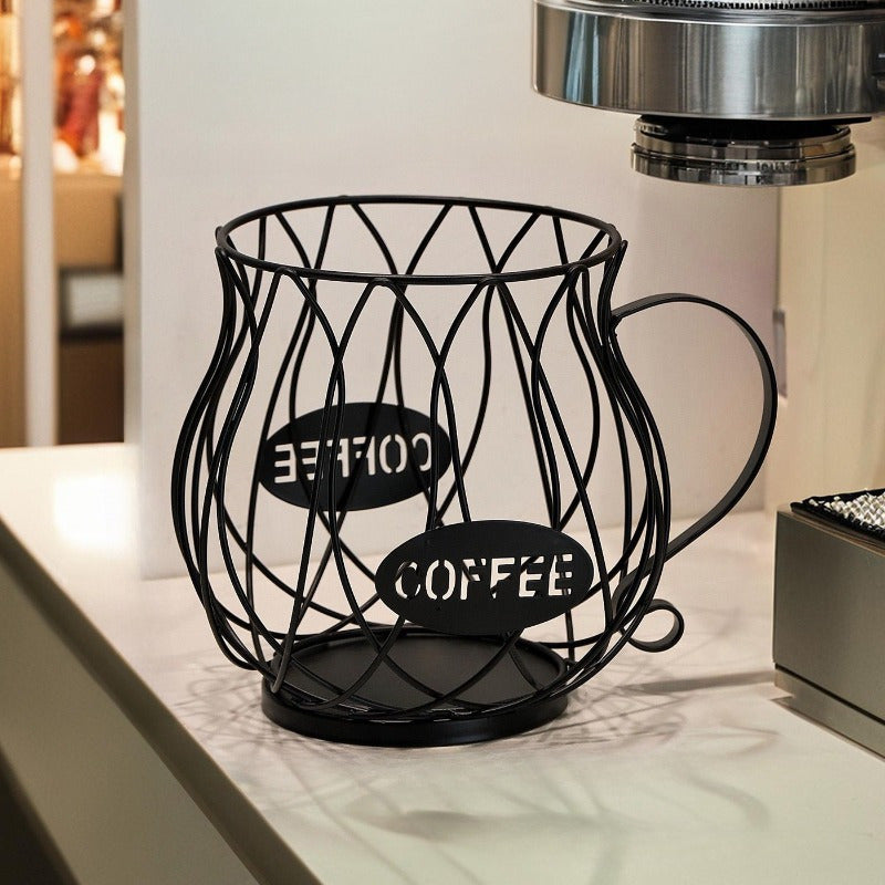 Large Capacity Irregular-Shaped Metal Coffee Pod Holder for Storing K-Cups and Capsules, Ideal for Kitchen Organization and Home Decoration