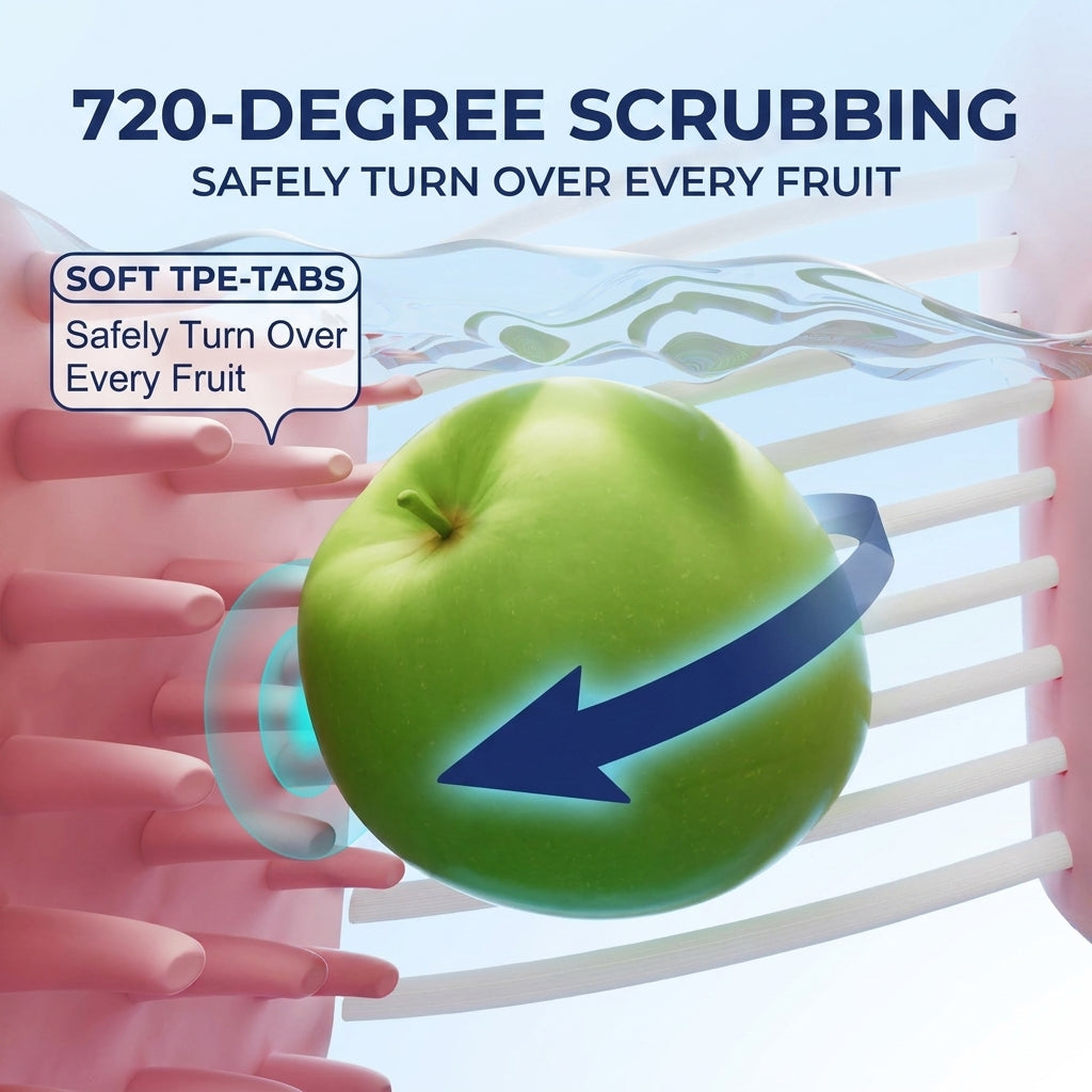 720° Rotating Fruit and Vegetable Washer with Drain Basket for Kitchen Cleaning and Food Preparation