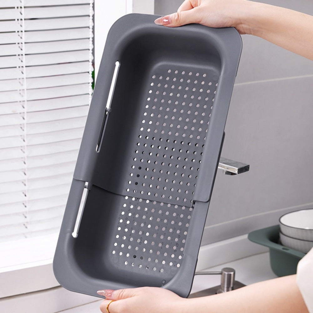 Retractable Sink Drain Basket Adjustable Vegetable Washing Rack