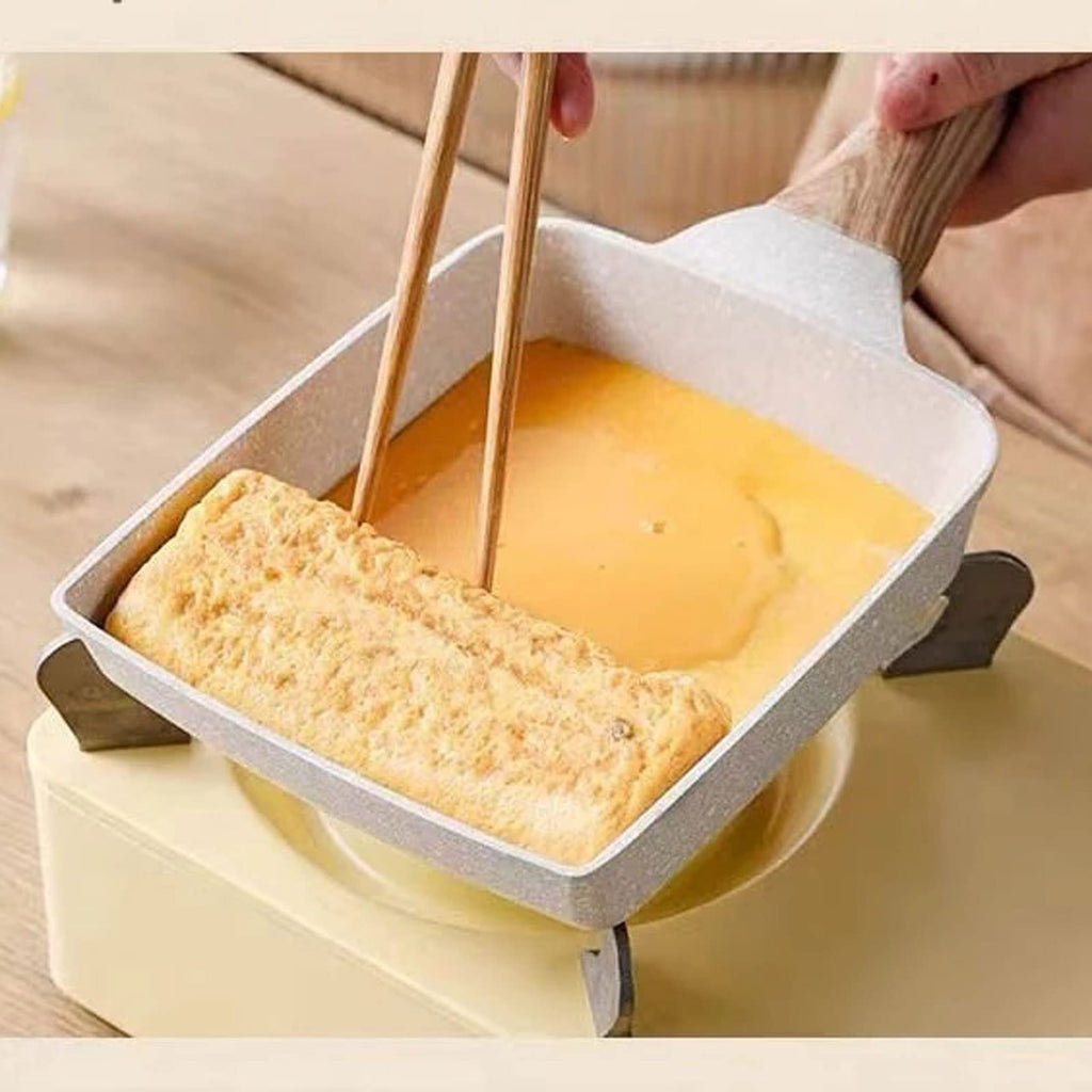 Rectangular Nonstick Omelette Pan with Japanese-Style Flat Surface for Breakfast Cooking
