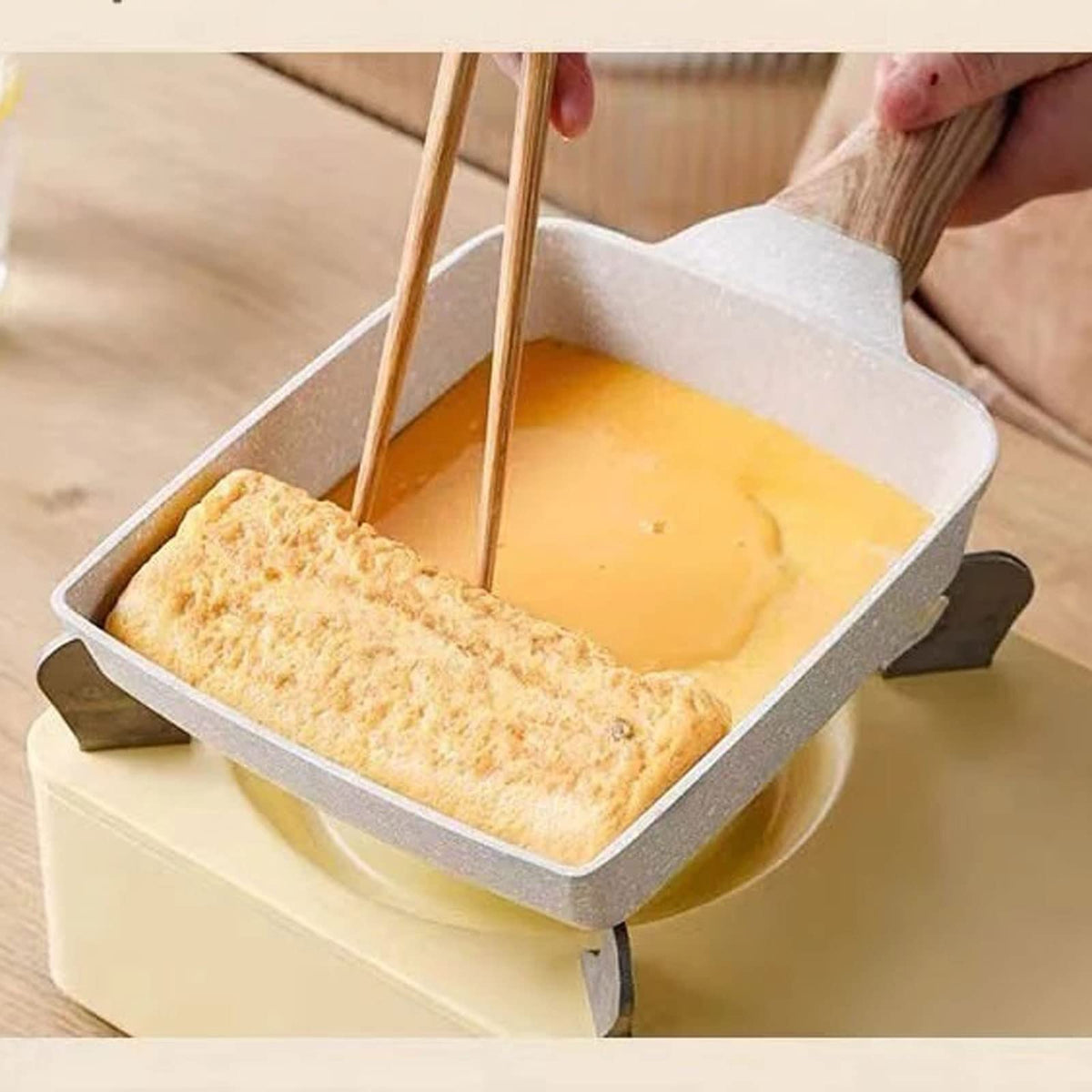 Rectangular Nonstick Omelette Pan with Japanese-Style Flat Surface for Breakfast Cooking