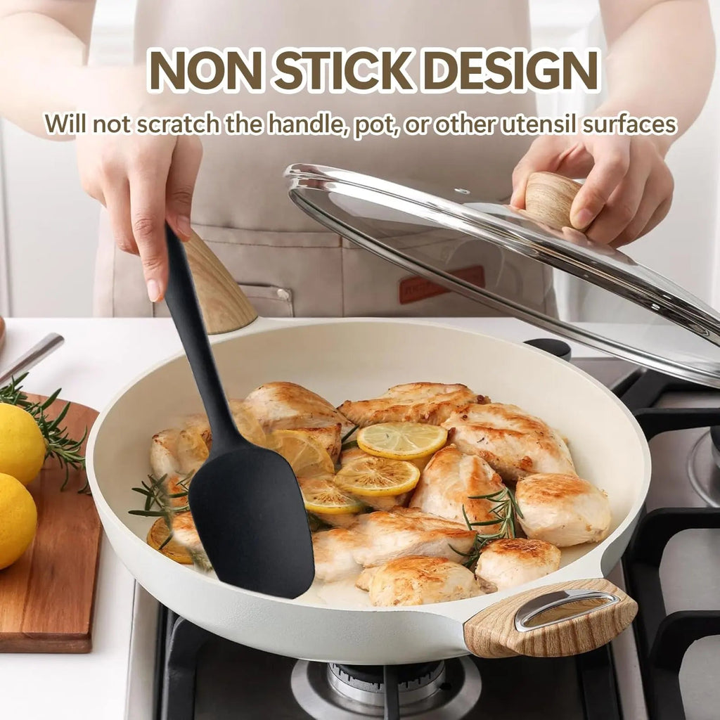 9Pcs Food Grade Silicone Spatula Set Heat Resistant Non Stick Baking Tools for Cooking