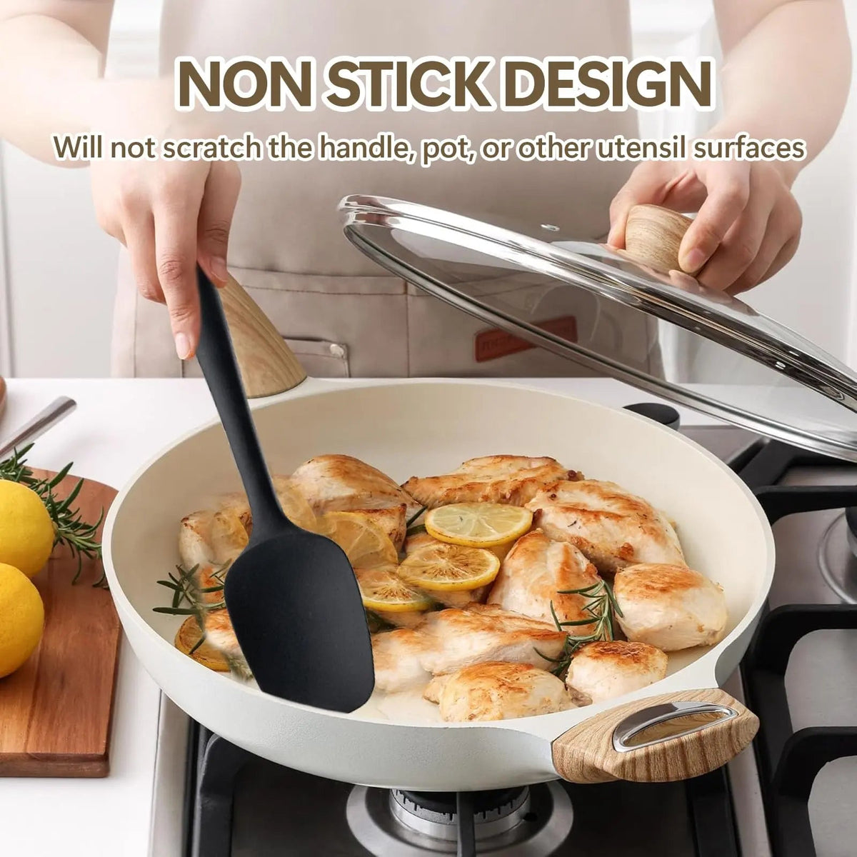 9Pcs Food Grade Silicone Spatula Set Heat Resistant Non Stick Baking Tools for Cooking