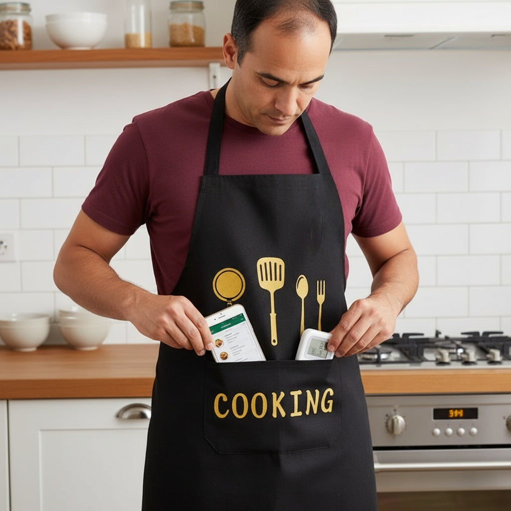 Waterproof Kitchen Apron with Side Towel Pockets for Cooking Dishwashing and Coffee Prep