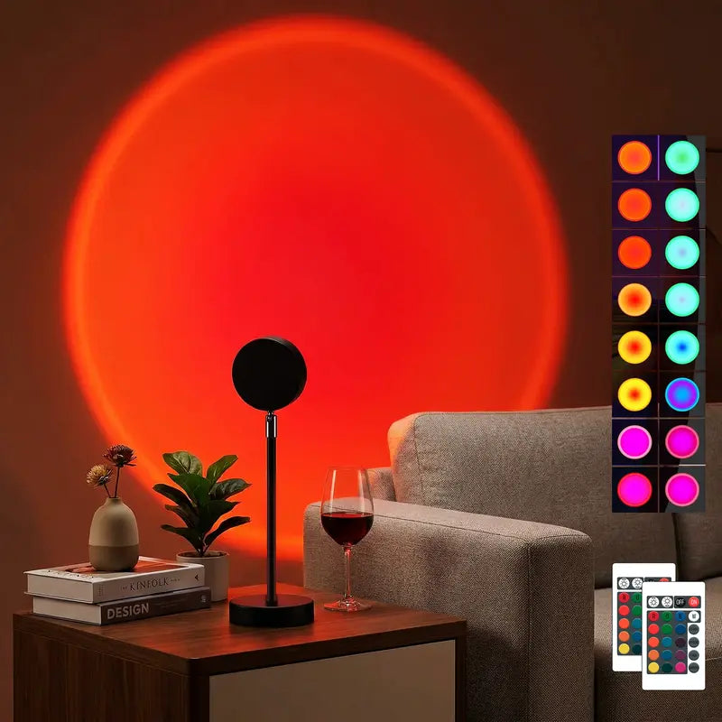 Sunset Lamp Projector LED Light with 180 Degree Rotation and USB Power for Room Decor and Photography Lighting