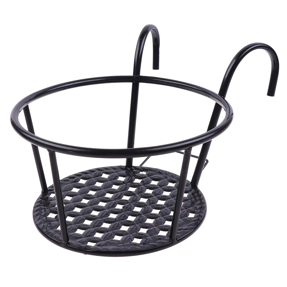 Balcony Plant Basket with Iron Hanging Hook Design for Outdoor Flower and Railing Display