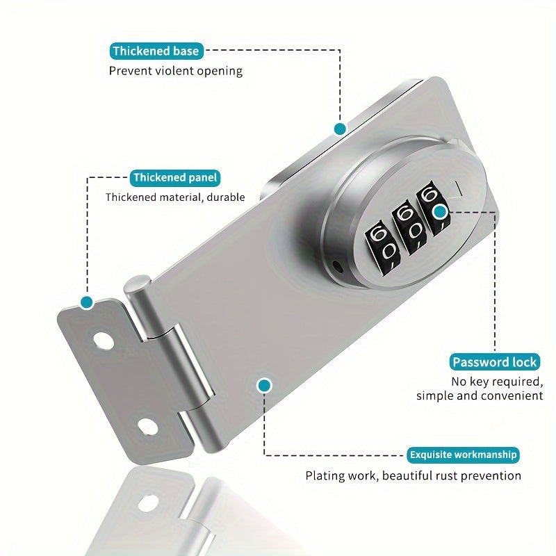 Keyless Combination Padlock with Zinc Alloy Password Design for Cabinets Drawers and Household Storage