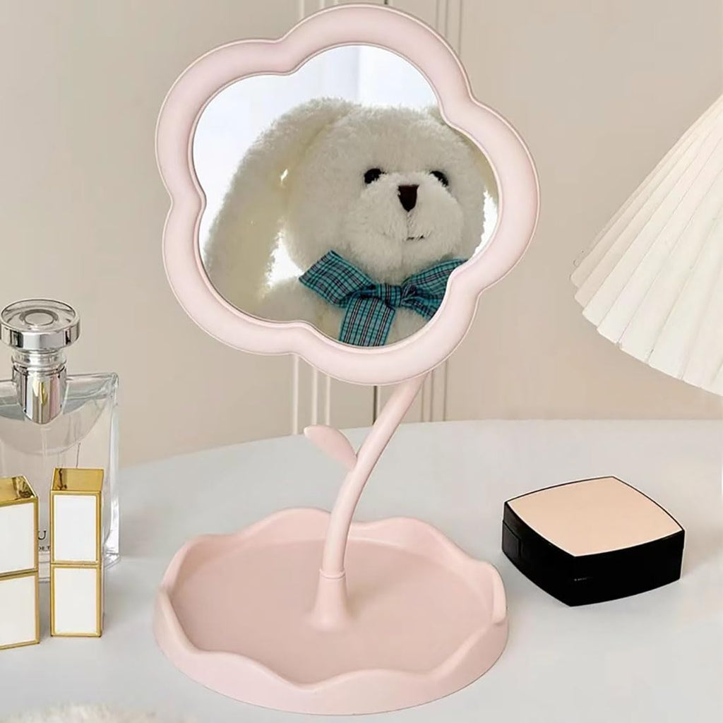 Flower Makeup Mirror with 360° Adjustable Tabletop Design for Vanity and Bedroom Use