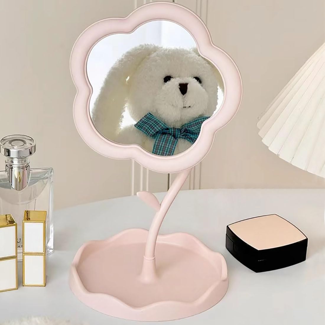 Flower Makeup Mirror with 360° Adjustable Tabletop Design for Vanity and Bedroom Use