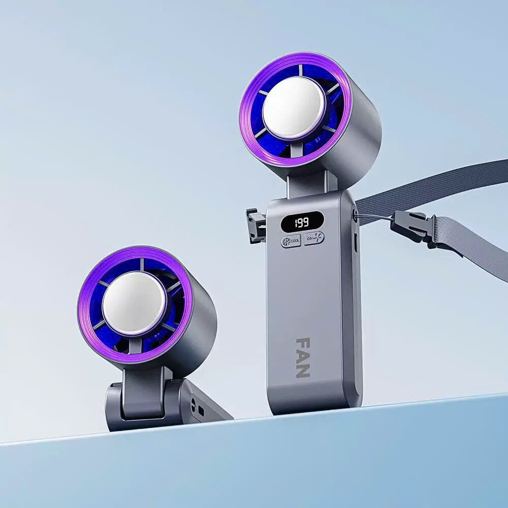 Handheld Portable Turbo Fan with Ice Cooling Function and Adjustable Speed for Travel and Daily Use 2×3×7" (5.4×6.4×18.3cm)