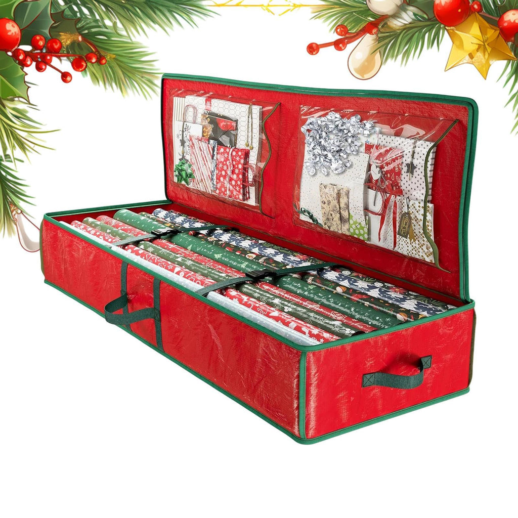 Large Capacity Gift Wrap Organizer Bag for Wrapping Paper, Ribbons and Holiday Storage
