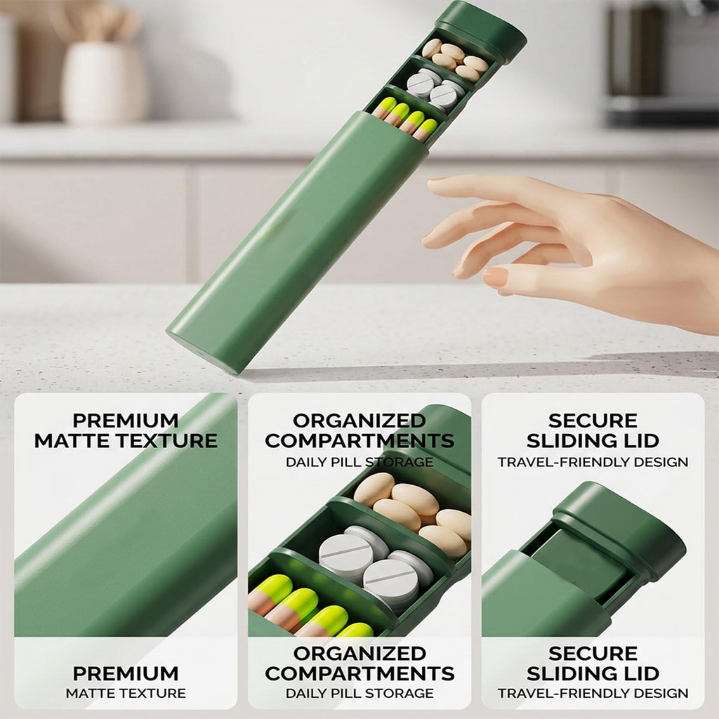7-Day Travel Pill Organizer with Cute Design, Small Portable Pill Box for Vitamins, Supplements, and Daily Medicine Storage