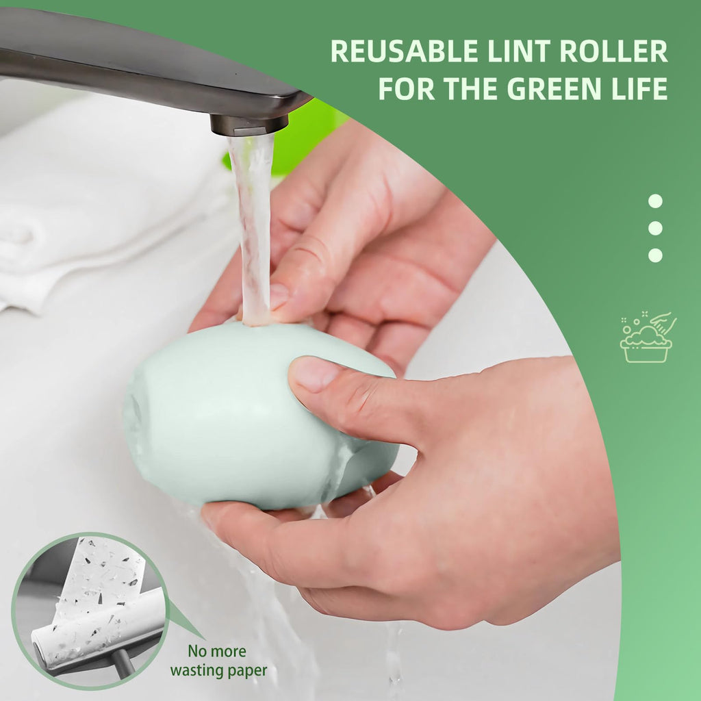 Reusable Lint Roller with Washable Gel Surface for Pet Hair and Dust Removal
