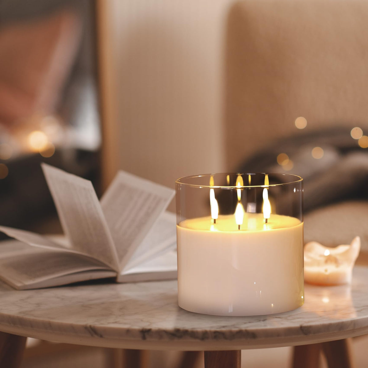 Remote LED Candle with Real Wax Floral Glass and Timer Control for Home Décor