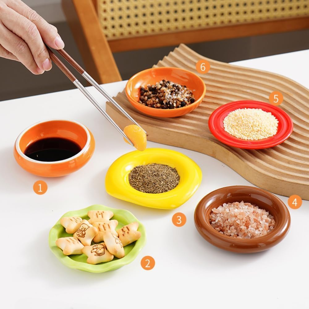 6-Pack Stackable Hamburger Plate Set with Multi Layer Ceramic Design for Dining and Table Decor