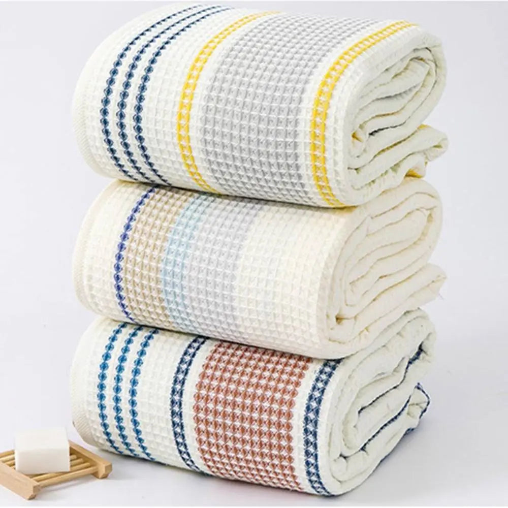 2Pcs 100% Pure Cotton Waffle Bath Towel with Honeycomb Weave for Home and Spa Use