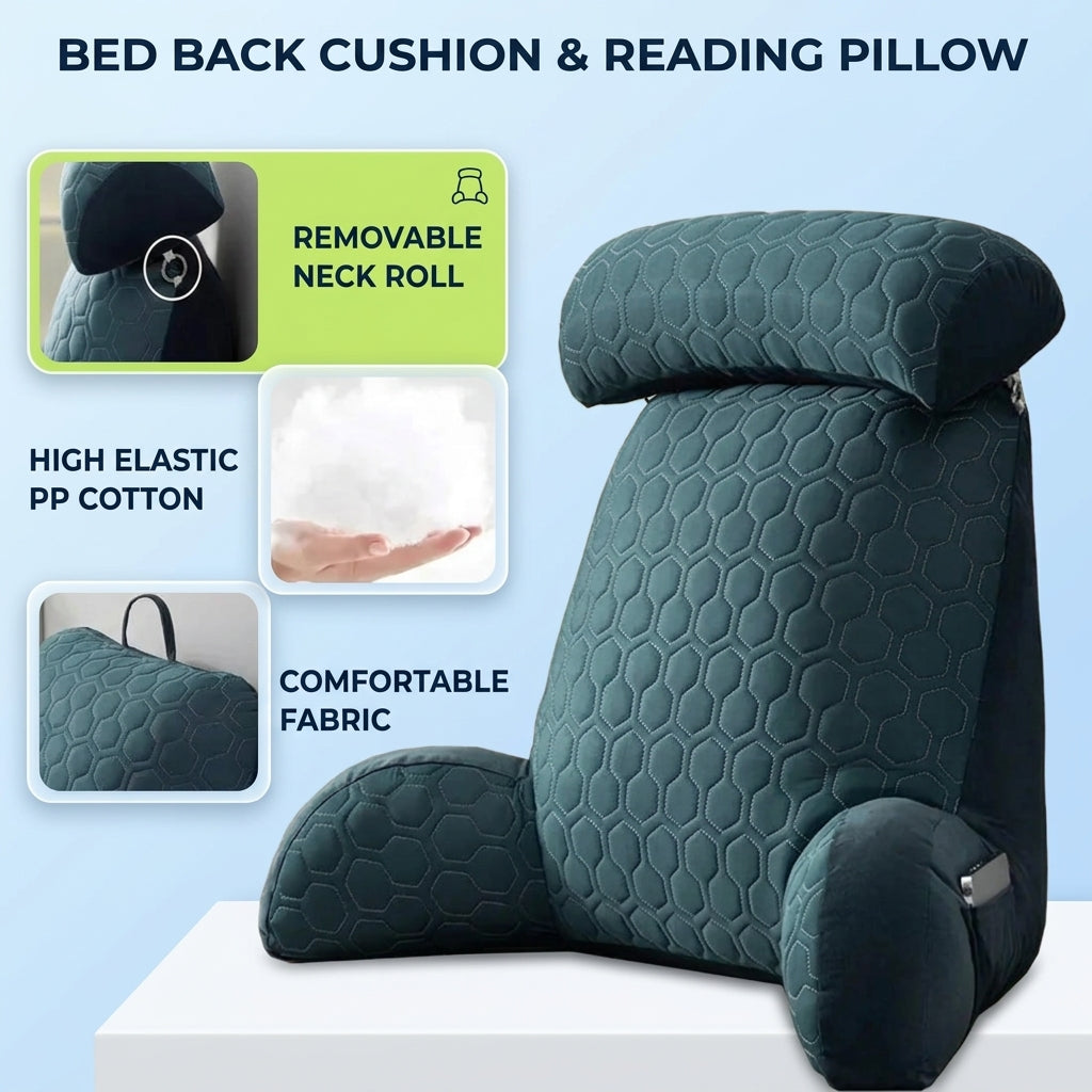 Silk Reading Lounge Cushion with Side Pockets and Washable Cover