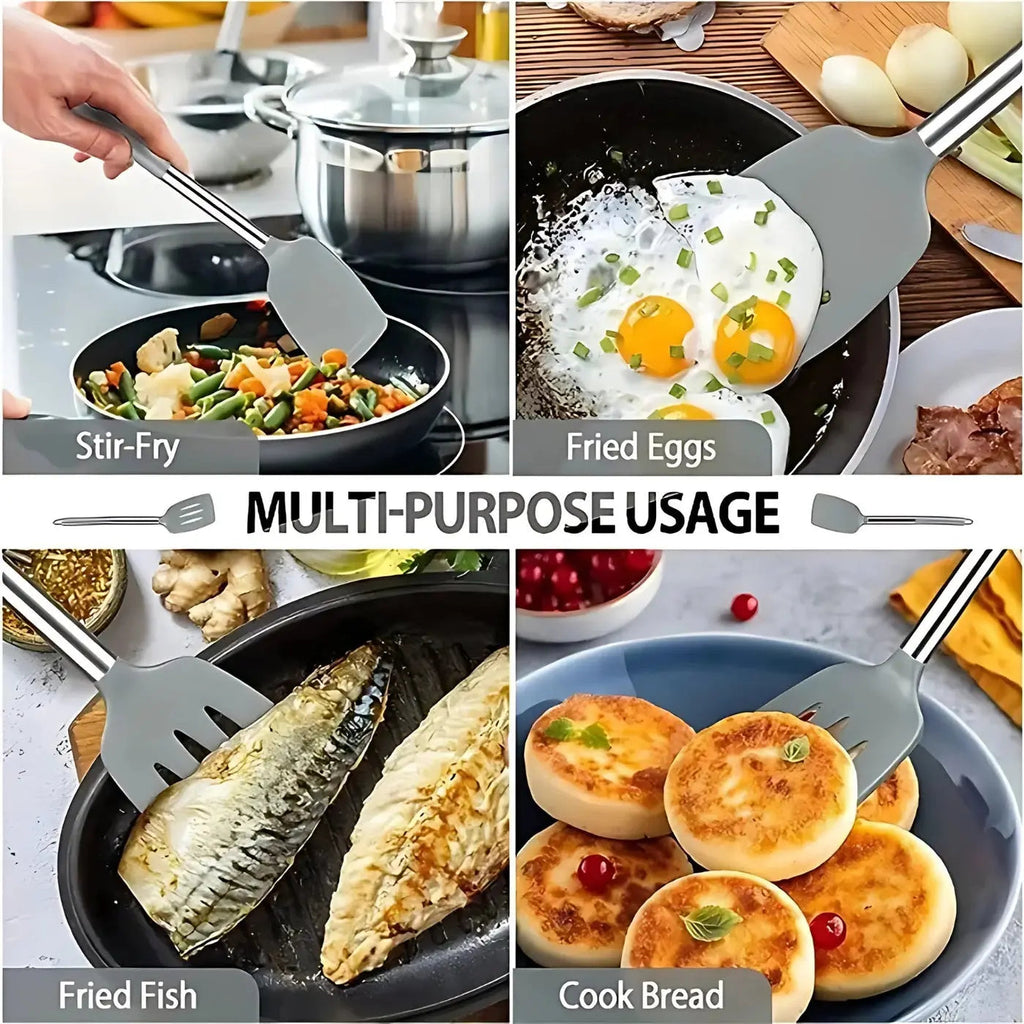 2 Pieces of Heat Resistant Silicone Spatula Set Non Stick Cooking Turner Kitchen Tools