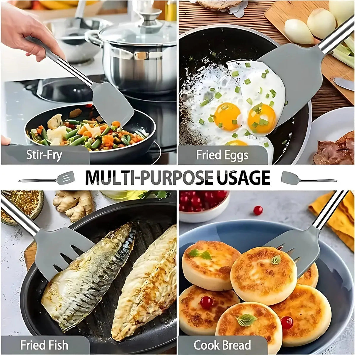 2 Pieces of Heat Resistant Silicone Spatula Set Non Stick Cooking Turner Kitchen Tools