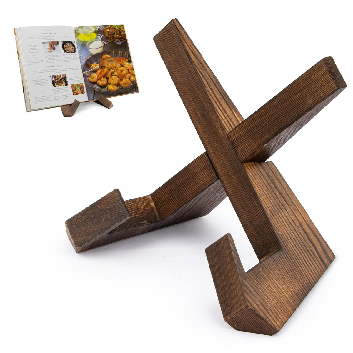 Wooden Cookbook Stand Recipe Book Holder Kitchen Display