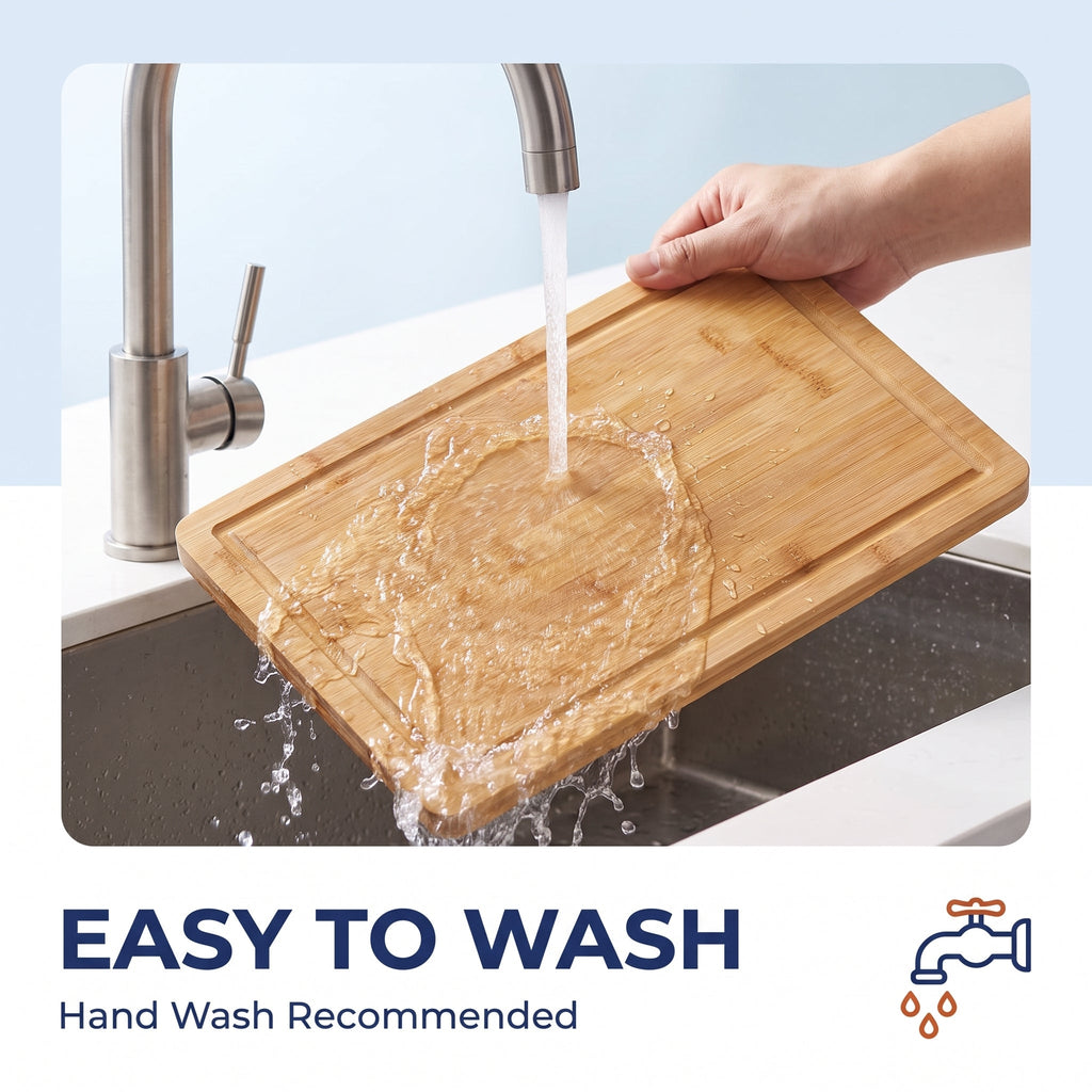 Expandable Bamboo Cutting Board with Juice Groove for Over-Sink Food Preparation and Extra Counter Space