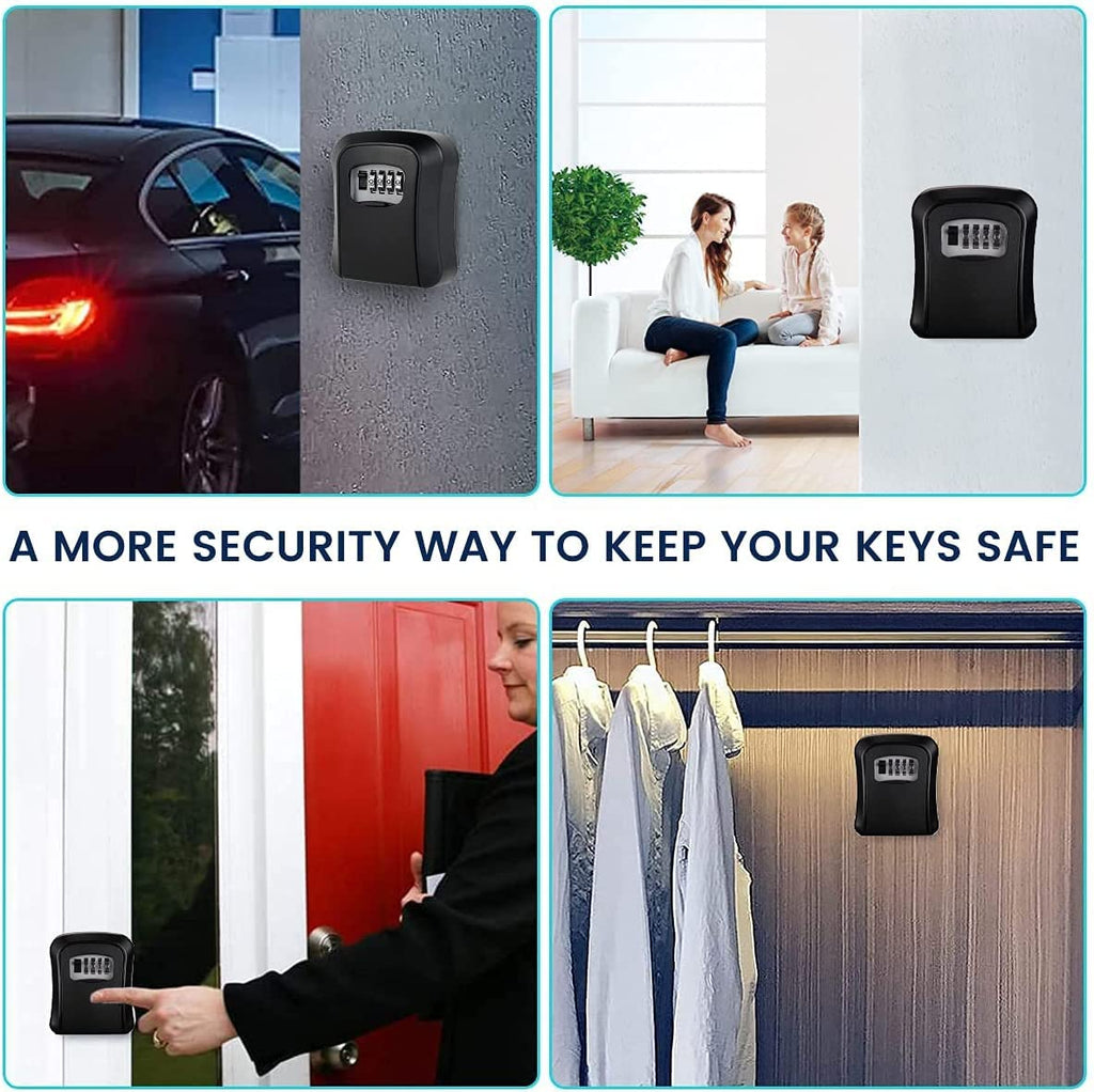 Ultra-Secure Flip-Top Key Safe with Combination Dial, Metal and Plastic Key Storage Box for Home or Outdoor Use