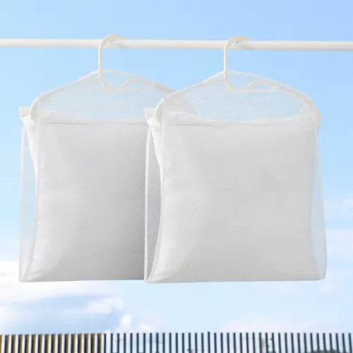 Hanging Pillow Drying Rack with Windproof Double Layer Net Design for Outdoor Laundry Organization