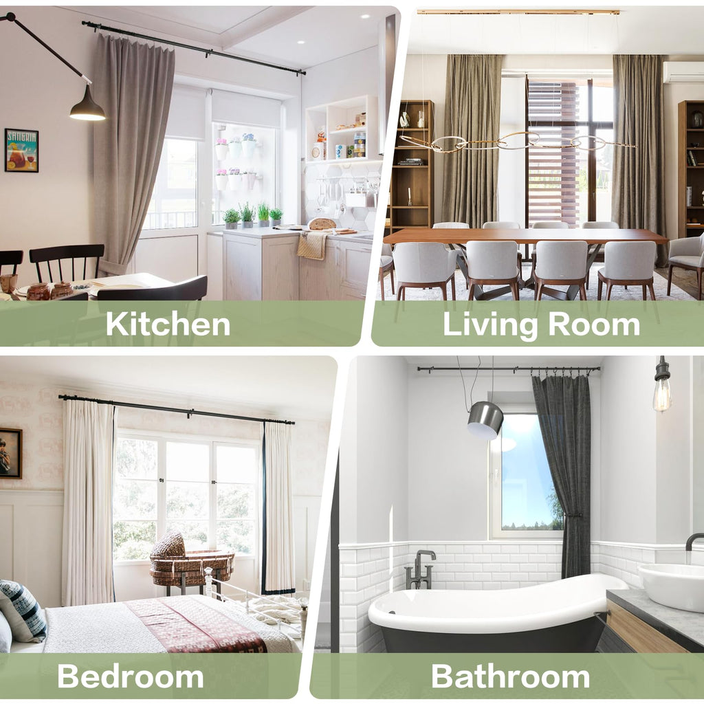 Adjustable Curtain Rod with Smooth Iron Segments and Brackets for Small Windows