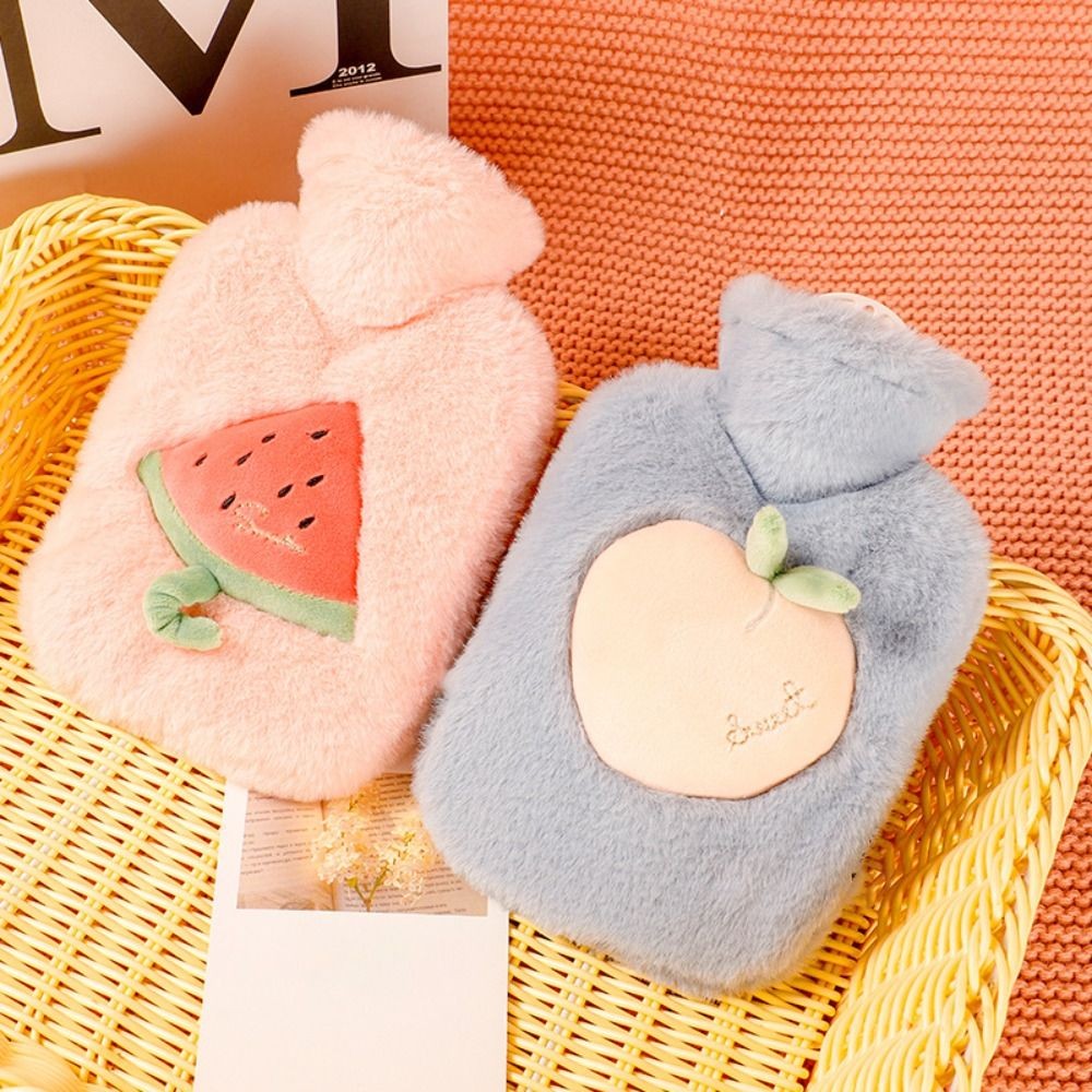 500ml Hot Water Bag with Plush Cover and Reusable PVC Bottle for Bed and Winter Comfort