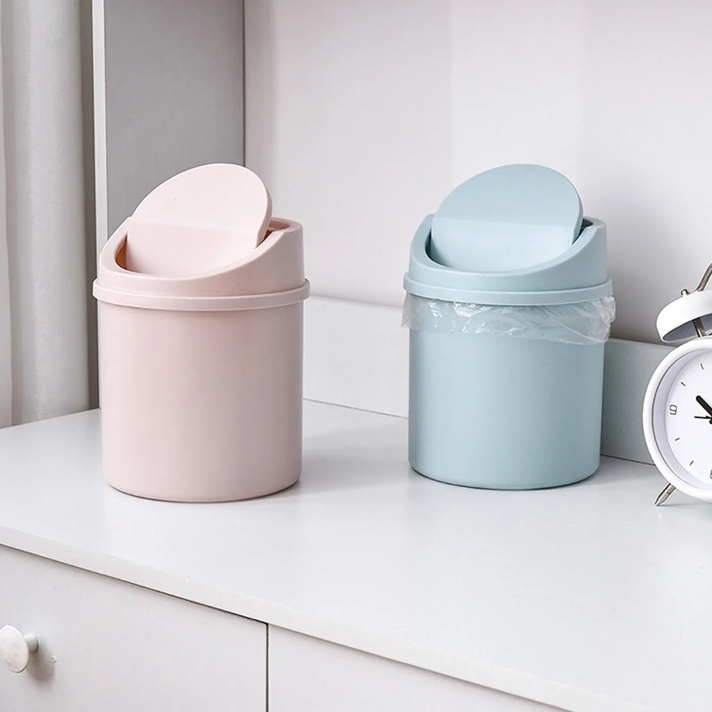 Mini Desktop Trash Bin with Lid for Desk Workspace