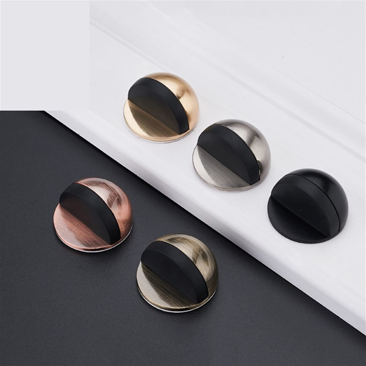 2 Pcs Magnetic Door Stoppers Stainless Steel with Adhesive or Screw Mount for Floor or Wall Door Hold Function
