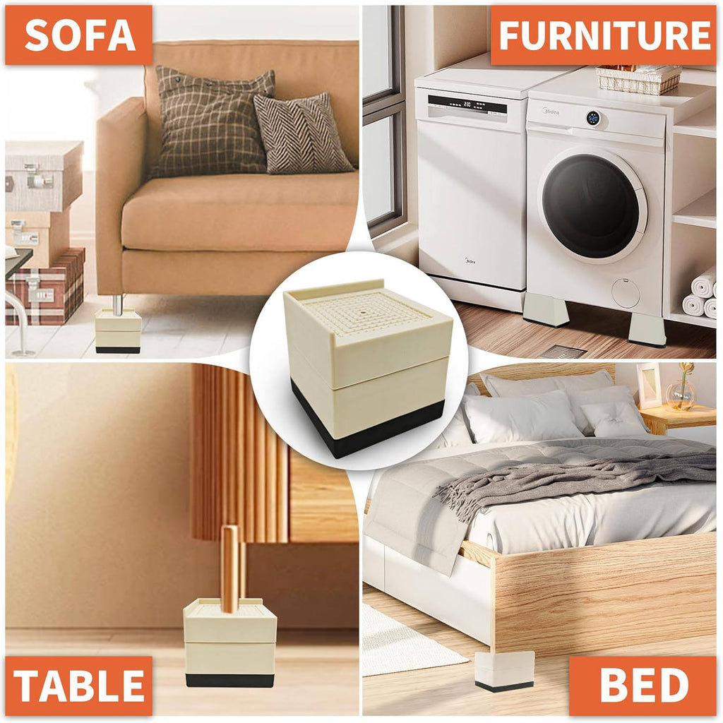 Adjustable Furniture Riser Pads with Non Slip Waterproof Design for Sofas Tables and Cabinets