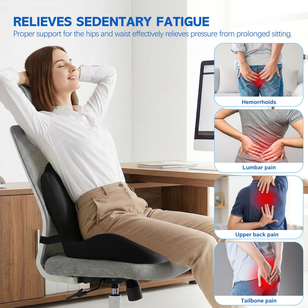 Memory Foam Seat Cushion with Contoured Support Design for Office Chairs, Car Seats and Everyday Sitting Comfort