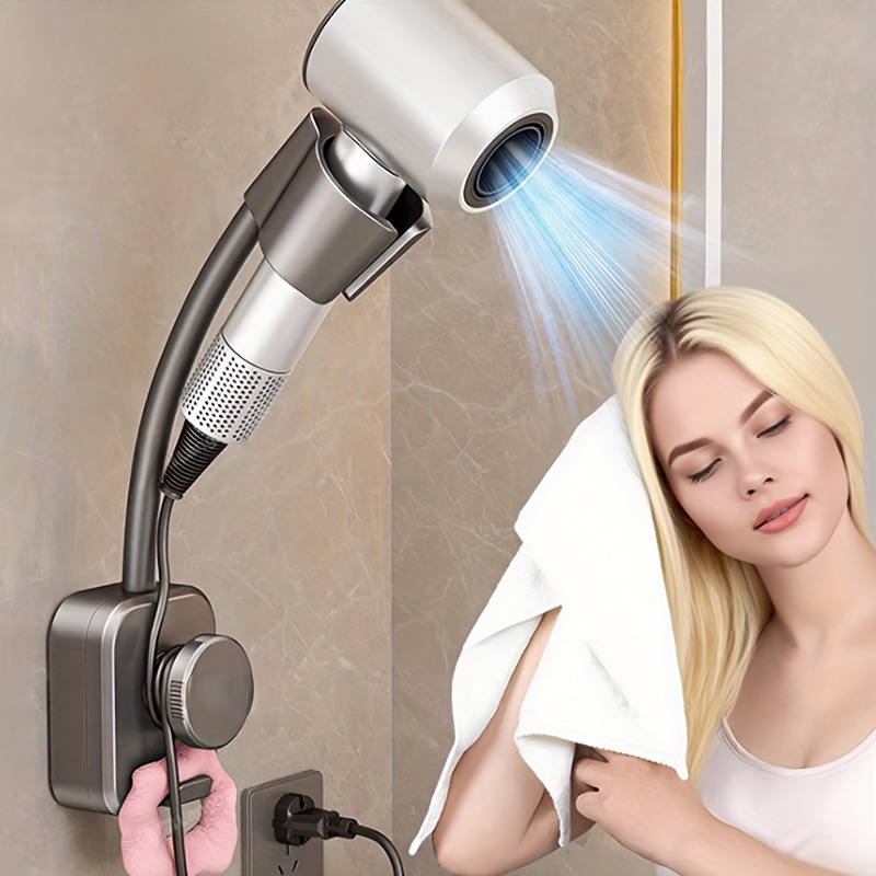 Suction Cup Hair Dryer Holder with Hands Free Adjustable Design for Bathroom Organization
