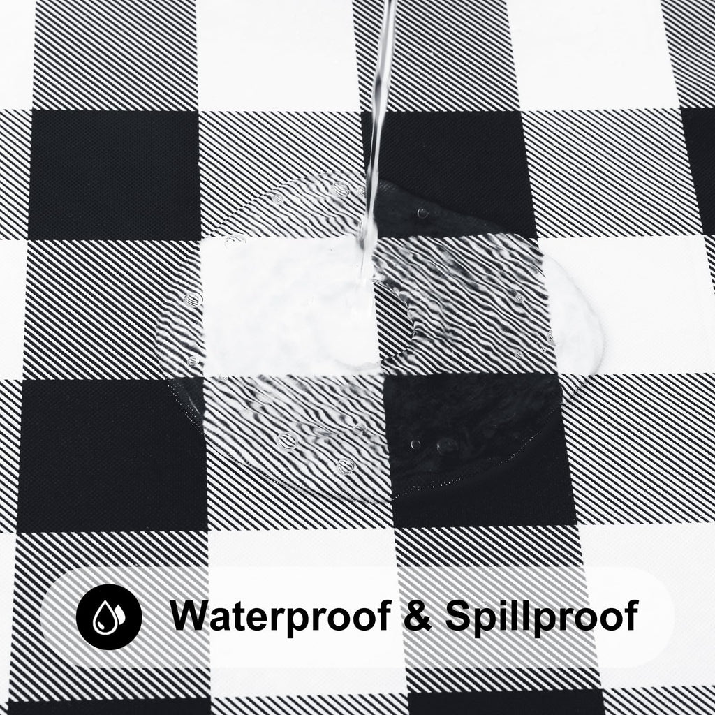 Elastic Fitted Round Vinyl Tablecloth Waterproof Table Cover for Dining Table Party Camping Use