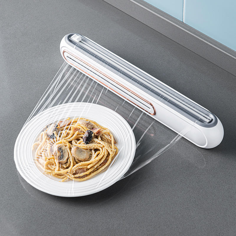 Magnetic Wrap Dispenser with Built In Cutter for Plastic Wrap and Foil Kitchen Organization
